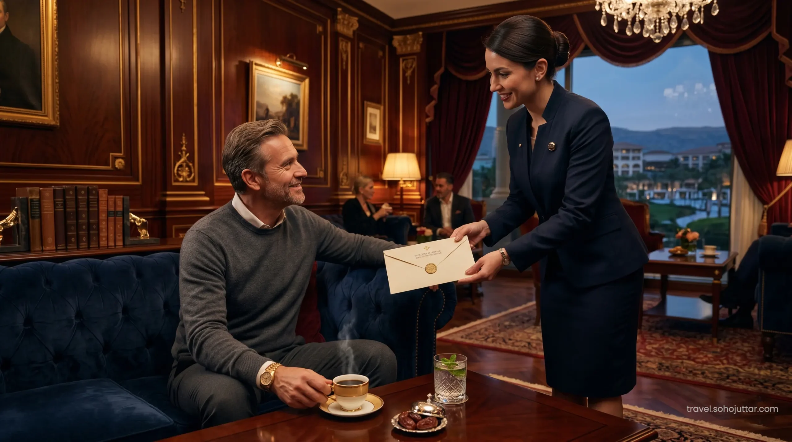Imperial Club lounge concierge securing VIP waterpark tickets.