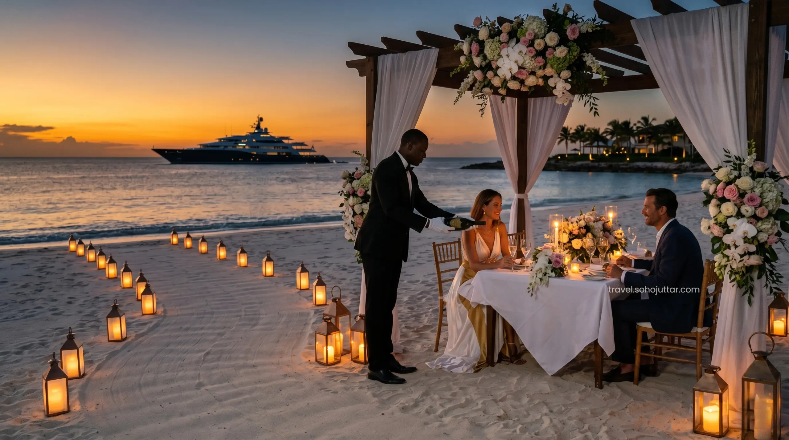Private luxury romantic beach dinner at Atlantis Dubai.