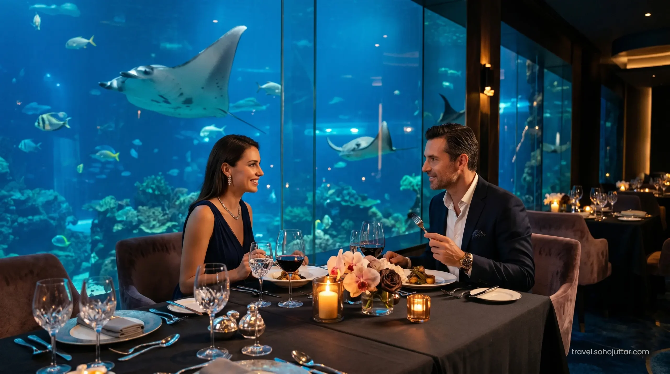Ossiano underwater Michelin star restaurant at Atlantis Dubai.