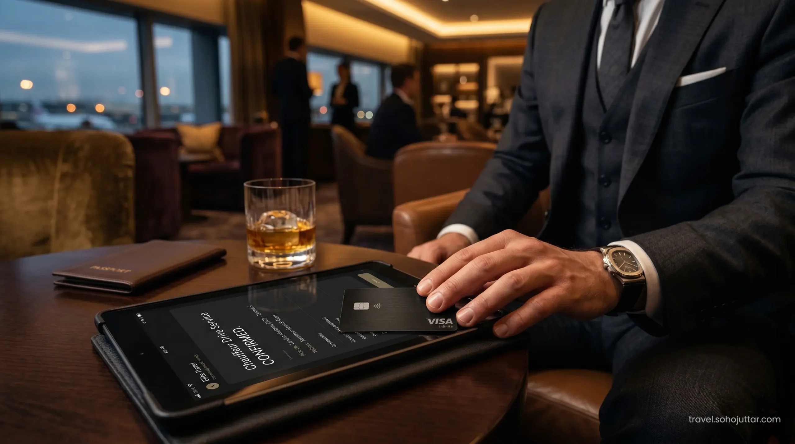 Booking a luxury chauffeur transfer using a Visa Infinite credit card.