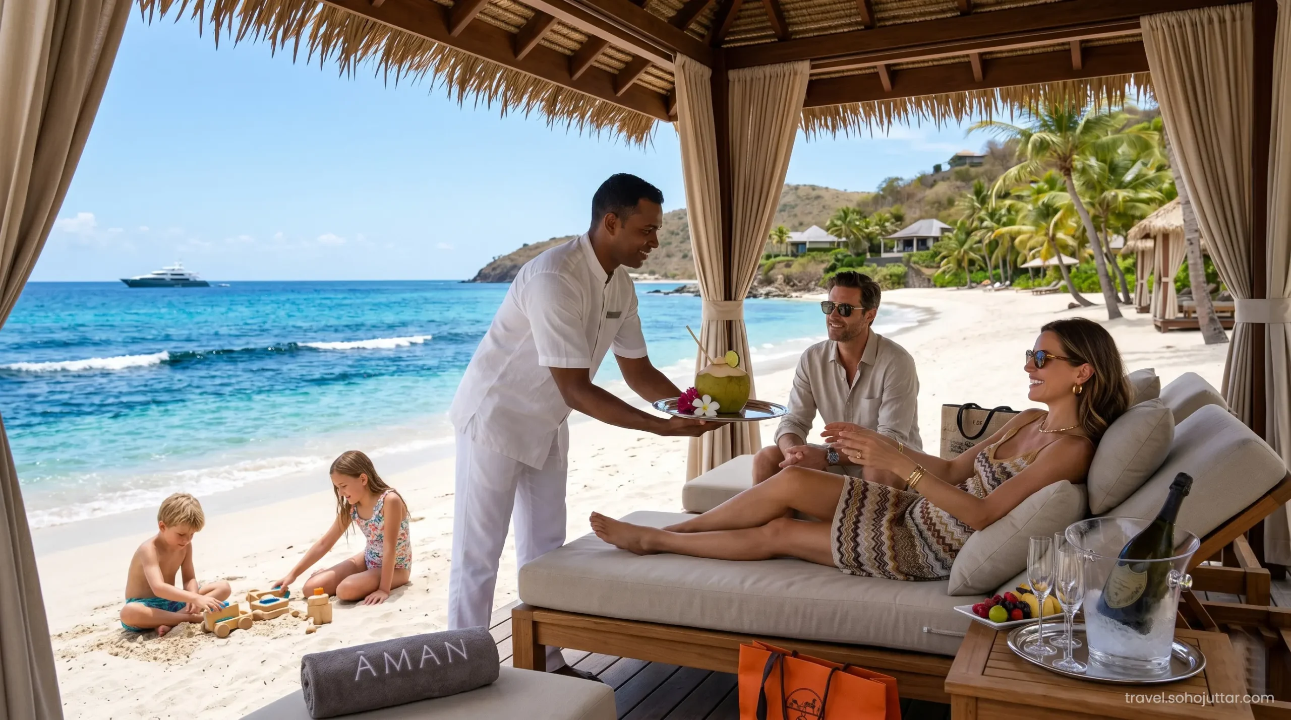 Exclusive Imperial Club private beach at Atlantis Dubai.
